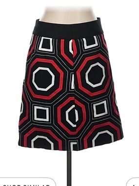 Ann Taylor Black, Red & White Geometric A-Line Skirt